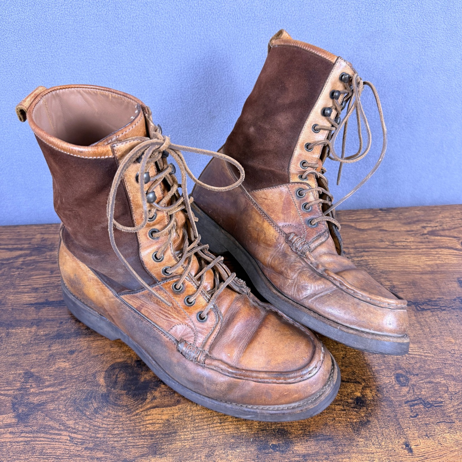 Vintage Ralph Lauren Made In Italy Leather Men's Boots Hunting Ranger Size 12?
